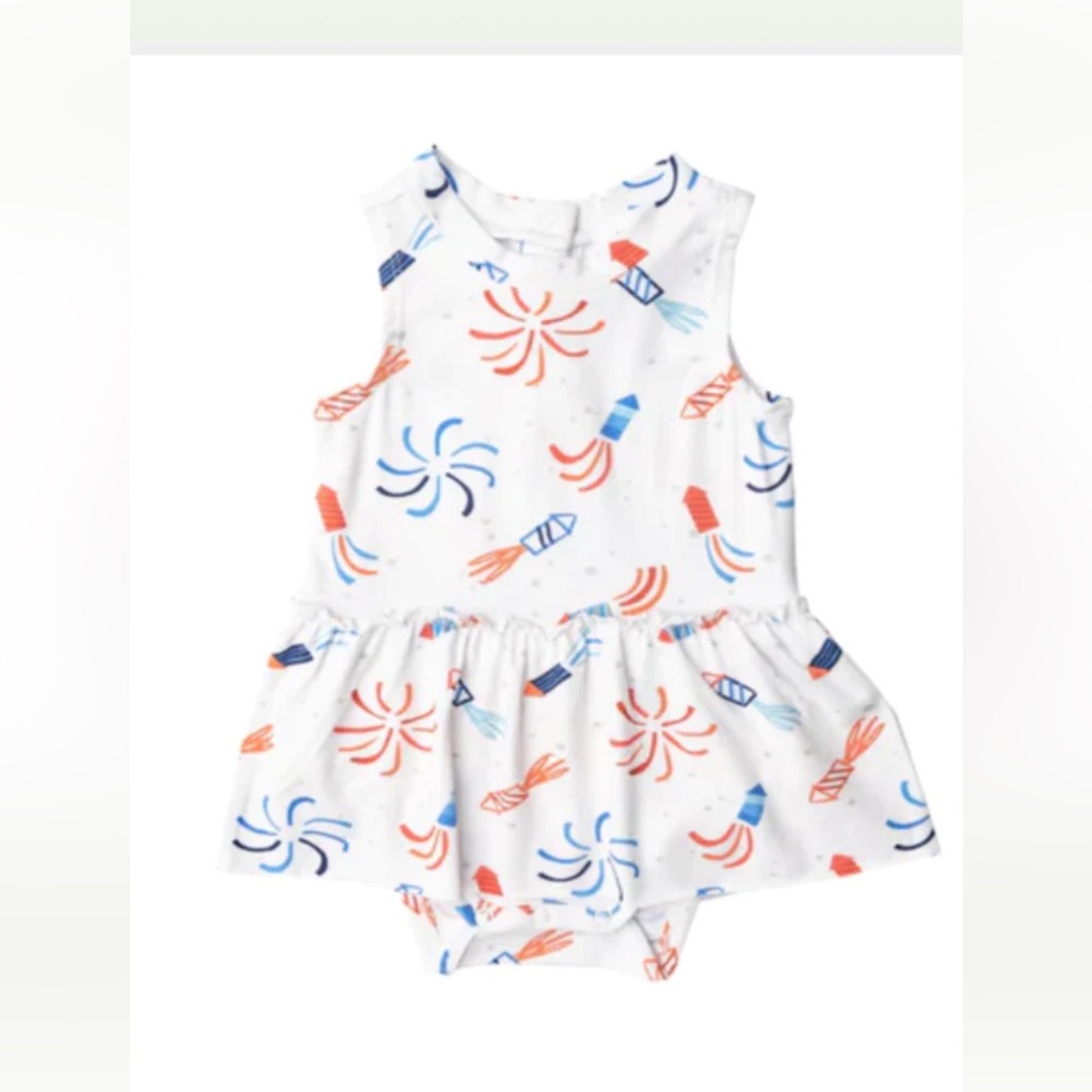 Angel Dear - 4th of July romper with overskirt - 6-12 months